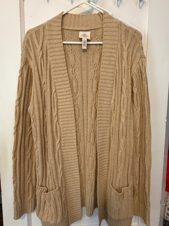 St. John's Bay Sweaters - St. John's Bay Cable Knit Open-Front Cardigan - Tan